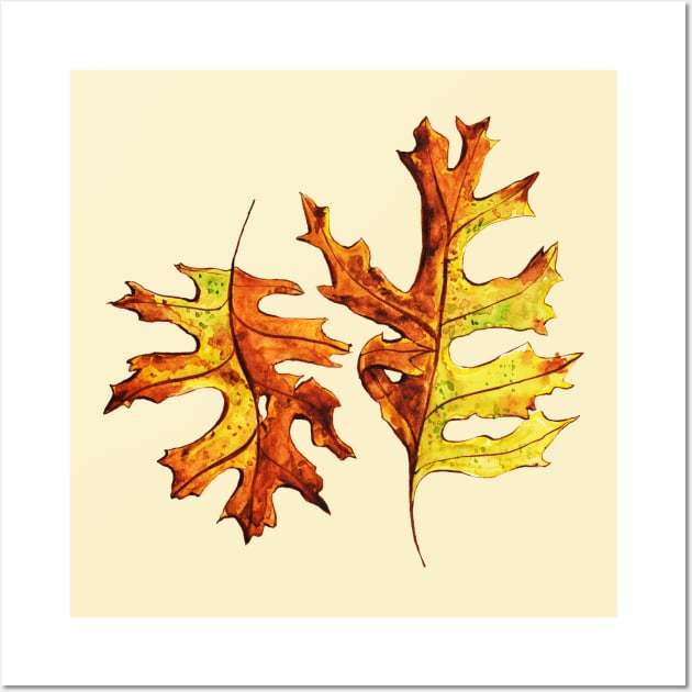 Ink And Watercolor Dancing Autumn Leaves Wall Art by Boriana Giormova